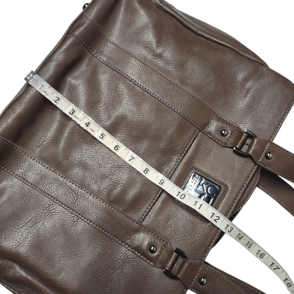 Kenneth Cole Taupu Leather Big Briefcase Tote 3 Compartments Many Pockets